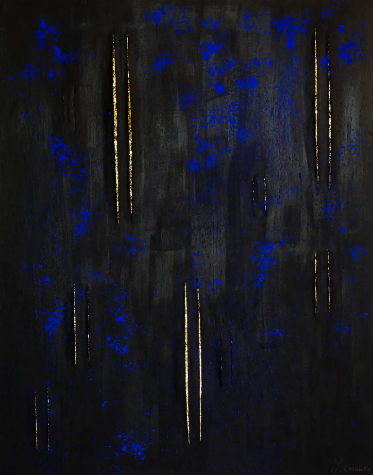 entrevue sami chalal peinture grand palais or pigment bleu