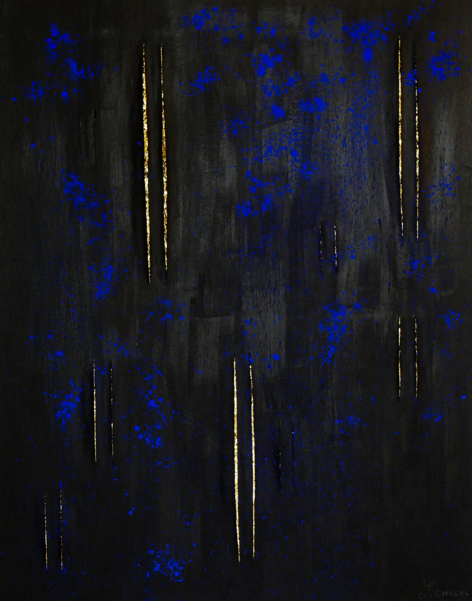 entrevue sami chalal peinture grand palais or pigment bleu